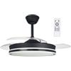 wonderlamp - Ventilatore LED pale pieghevoli Surpino nero 45 W con memoria di accensione e telecomando CCT regolabile