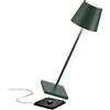 Zafferano Poldina Pro, Lampada LED senza fili ricaricabile, Dimmer touch, IP65 Uso Interno/Esterno Lunga Durata, Alluminio, H38cm, con caricatore multiplo USB (EU/UK/US) - Verde, LD0340M3x1