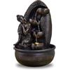 Zen Light Fontana interna parete d'acqua cascata vaso statua Buddha rimovibile luce LED colorata, grande decorazione da tavolo ufficio soggiorno, fontana portafortuna, circuito chiuso, H 40 cm - Krishna