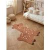 Hanse Home Tappeto per bambini Gino, facile da pulire, antiscivolo e lavabile, a forma di giraffa, morbido tappeto da gioco per la cameretta dei bambini, colore marrone, 89 x 120 cm