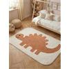 Hanse Home Doro - Tappeto da gioco per bambini, facile da pulire, antiscivolo e lavabile, a forma di dinosauro, morbido, base da gioco, 140 x 200 cm, colore: crema e arancione