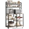 Garvee Scaffale da cucina industriale con spina e barra per caffè, 6 livelli di stoccaggio aperto, cassetto in metallo, supporto per microonde, mobile ausiliare per sala da pranzo e soggiorno, colore