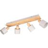 Trio Leuchten Spotbalken Shanti 862700476, Metall Warm Grey, Holz naturbelassen, exkl. 1x E14