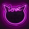 HOME DECO FACTORY, LA0080, Specchio LED Kawaii Neon Cat, Luci soffuse, Decorazione da Parete, Installazione Semplice, Ideale per Camera da Letto o Soggiorno, Rosa, 40x30 cm, Plastica-PS