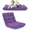 FANTASK Sedia da pavimento con schienale regolabile, poltrona da pavimento imbottita, cuscino da pavimento, pieghevole, viola