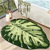 LUMI Tappeto da bagno con pianta verde foglia, morbido, soffice, peluche, assorbente, ad asciugatura rapida, antiscivolo, lavabile in lavatrice, per doccia, bagno, camera da letto, camera dei bambini,