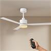EMKE Ventilatore da Soffitto con Illuminazione e Telecomando, 3 Pale in ABS, Bianco, 1320 mm, 6 Velocità, Timer e Modalità Sonno, 3 Colori Luce