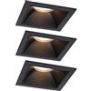 Paulmann 93125 Faretto da incasso a LED 3-Step-Dim Cole IP44 quadrato 88x88 mm Angolo 3x6W 3x470lm 230V 2700K Nero