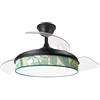 Eden pulse Ventilatore nero a foglie verdi 91D, 3 pale pieghevoli 72 W, telecomando, timer, 37/52 x 40/91 cm