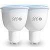 SPC Aura 450: 2 lampadine LED Wi-Fi GU10, 5,5 W, 450 lm, illuminazione intelligente, luce bianca dimmerabile, luce di colore regolabile, dimmerabile, telecomando app IoT, Alexa, Google