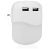 Smartwares Luce Notturna LED ISL-60026, 2 Porte USB per Caricare Smartphone, Sensore giorno/notte, Luce Calda, Bianco