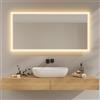 EMKE Specchio da bagno con luce LED 120 x 60 cm, specchio da bagno LED 3000 K, bianco caldo, interruttore da parete, installazione verticale/orizzontale, specchio anti-esplosione IP44, risparmio