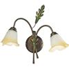 ONLI Applique Quercia Foglia Verde Bronzo 2 LUCI