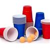 Lucky Humans [50+5] Premium Set di 25 bicchieri da birra rossi + 25 bicchieri blu + 5 palline gialle con e-book Boccale regole 530 ml per divertimento, Home Party Beer Pong tazza Red Cups gioco di bere