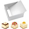 Zbozzba Teglia quadrata da 8 pollici in alluminio con rivestimento antiaderente e fondo rimovibile per torte a strati, brownie, cheesecake, argento