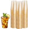 GOMETY 50 bicchieri di plastica di alta qualità, riutilizzabili, 300 ml/10 oz in plastica rigida, con glitter dorati, riutilizzabili, in plastica, per feste, matrimoni, compleanni