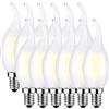 MENTA Lampadina LED E14 Luce Fredda 6500K 6W Equivalenti a 60W 600LM Lampadina Filamento LED 6W E14 Forma di Fiamma Candela Non dimmerabile Vetro - 12 Pezzi