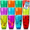 HEFTMAN Set di bicchieri in plastica da 12-550ml, bicchieri in acrilico con design a spirale, impilabili, riutilizzabili, per picnic, campeggio, barbecue, feste (colorati)
