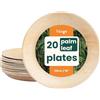 HAAGO 20 Piatti di Foglie di Palma (⌀ 25 cm, Tondi) Compostabili e Monouso - Piatti Ecologici per Picnic e Cene all'Aperto - Sicuri in Freezer e Microonde