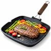 DANYX Bistecchiera Antiaderente 3 Strati Piastra Grill Manico Pieghevole Salvaspazio Made in Italy (28x28cm)