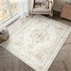 HUGEAR Vintage Tappeto Salotto Crema Tappeti 90x150cm Soggiorno Antiscivolo Lavabile in Lavatrice Tapette Camera da Letto Sala Ufficio Bambina Bambino Pelo Corto Grande Carpet