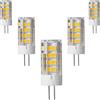 OUKAIDE 5 Pezzi lampadine LED G4 5W 51 SMD 2835LEDs Lampada LED AC220-240V bianca calda 3000k Lampadina LED super brillante 500LM Angolo del fascio 360 ° Base in ceramica G4 Non dimmerabile