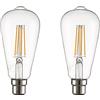 TEKLED® Lampadine LED dimmerabili a filamento ST64,B22 con attacco a baionetta,Lampadina a risparmio energetico da 6.5 W equivalente a 60 W,Trasparente 2700 K 806 LM,Confezione da 2,Bianco caldo