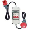 IGTOPS Adattatore CEE ad alta corrente, adattatore CEE da 32 A a 16 A, spina da 32 A su connettore 16 A, con interruttore di protezione del cavo da 16 A, 32 A a 16 A, con interruttore di fase, 5 x 2,5 mm