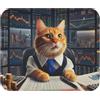 Generic Tappetino per Mouse da Gioco Cat Analyzing Stocks Wall Street Trader Tappetino Mouse Portatile Impermeabile Mousepad Forma Rettangolare, per Gaming, Ufficio, Casa, 25x30cm