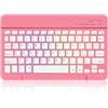 MMK Tastiera Bluetooth, Layout QWERTY, Tasti Silenzioso, Mini Tastiera Wireless Retroilluminata Ricaricabile per iPad 10a generazione/iPad Pro/Air/Mini/10.2/9.7, iPhone, Android, Windows, Rosso