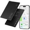 Glitfix Slim Air Tag Card, Bluetooth Smart Finder Ricaricabile, Wallet Tracker Localizzatore di Portafogli IP68 Impermeabile, Compatibile con Apple Find My (IOS Solo),Spessore 1.6mm, Nero (2PACK)