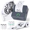 PRAOAHEI Mini stampante, stampante fotografica portatile con 10 rotoli di carta per stampante, stampante per etichette Bluetooth, stampante termica per appunti, foto, diari, fai da te, compatibile con