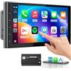 Haudio Autoradio 2 Din con Wireless CarPlay e Android Auto, Schermo IPS da 7 Pollici,GPS, Controllo Vocale,LFB, FM/RDS/AM, 25 Temi UI, Fotocamera di Backup, 2+64 GB per Tutti i Veicoli(CPU Aggiornata)