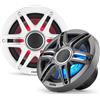 Clarion CMSP-651RGB-SWG - Altoparlanti coassiali marini premium da 6,5 con illuminazione RGB integrata, 50 W RMS, con griglie metalliche bianche e grigie