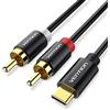 VENTION Cavo USB C a 2RCA, USB Tipo C Maschio a 2 RCA Maschio Sdoppiatore a Y stereo, adatto per Xiaomi, LG, Amplificador, HDTV, Home Cinema, Lettori DVD e TV (0.5m/1.6ft)
