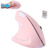 KeautFair Mouse Senza Fili Ergonomico Verticale Silenzioso Mouse Portatile Mancini con Ricevitore USB 2.4GHz per Computer Portatile PC Regalo per Bambini Ragazze Donne Allevia Dolore Polso (Rosa)