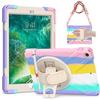 Gerutek Cover per iPad 6 Generazione 2018/iPad 5 Generazione 2017 9.7 Pollici, Custodia Antiurto con Supporto Girevole a 360°/ Cinghia per Mano/Spalla/Portapenne, Arcobaleno