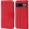 Verco Custodia per cellulare Google Pixel 8a, custodia a libro per Pixel 8a [funzione slot per carte/supporto], rossa