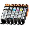 IC-Office Set di 6 cartucce originali Pixma per Canon PGI 580 CLI 581 con foto blu