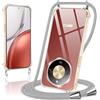 Coiwxmoi Cover per Honor Magic 8 Lite con Cordino,Trasparente Custodia con Laccio Tracolla Corda Catena Cinghia,Ultra Morbido Silicone TPU Antiurto Case per Honor Magic 8 Lite, Grigio Chiaro