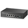 Binardat, Switch PoE 2,5 G a 6 porte con 2 porte SFP+ 10 G, 4 porte Base-T 2,5 G compatibili con 100/1000 Mbps, IEEE802.3af/at 78 W, switch Ethernet senza ventola non gestito
