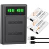 Pickle Power NB-11L Batterie e Caricabatterie USB LED con Porta Type-C, 2 Batterie Ricaricabili per Canon NB-11LH PowerShot A2300 A2400 A2500 A2600 A3400 IS SX430 IS SX420 SX410 SX400 SX432 IXUS 285 Fotocamere