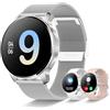 Iaret Smartwatch Donna Chiamata Bluetooth e Risposta Vivavoce, Smart Watch con Lettore Musicale Cardiofrequenzimetro SpO2 Sonno Calorie Notifiche Messaggi per Android/iOS (Argento)