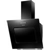 Taurus Black Glass - Cappa Aspirante Decorativa 60 cm da 750 m3/h, 3 Livelli di Aspirazione, Illuminazione LED, 1 Filtro 5 Strati, Vetro, Nero