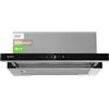 EVVO Cappa aspirante 60 cm telescopica, potenza 550 m³/h, luce LED, filtro alluminio e carbonio, controllo gestale, finitura inox frontale vetro nero, efficienza energetica A++, 3 velocità