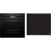 Bosch HND677LS62 - Set di fornelli da incasso, composto da HEG578BB4, 60 x 60 cm, aria calda 3D, idrolisi e pirolisi autopulente, & NVQ645CB6E, piano cottura a induzione, zona combi, telaio in acciaio