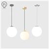 Lampade a sospensione a sfera in vetro oro / nero / argento Lampade a sospensione a globo bianco Bar Ristorante Deco Apparecchio per camera da letto Lampada a sospensione E27