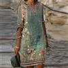 BISHAN Abito da donna con stampa retrò di moda abito da spiaggia allentato a maniche corte con scollo a v Sexy abito estivo Casual comodo modello femminile