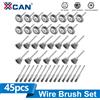 XCAN 45 pz Set di spazzole a tazza con ruota metallica Spazzola per lucidatura in acciaio inossidabile per mini utensili rotanti Dremel Set di spazzole per rimozione ruggine in metallo