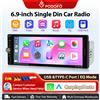 Podofo 6.9 "Radio per auto 1 Din Wireless Carplay Android Auto Lettore multimediale HD Touch Screen FM Bluetooth MirrorLink Universale